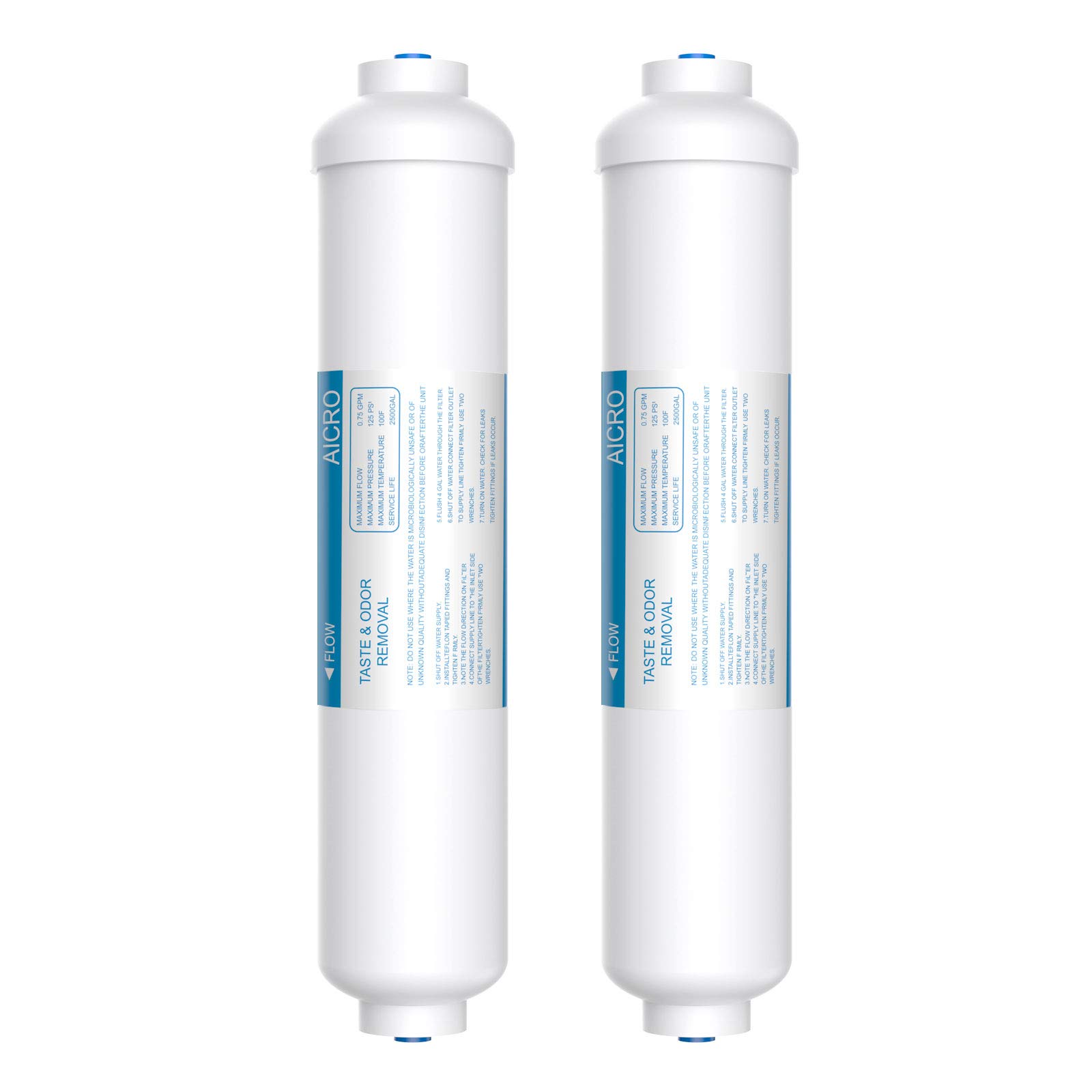 **Inline Water Filter for Ice Maker & Refrigerator | Under-Sink Reverse Osmosis System | Post-Activated Carbon Replacement Cartridge (1/4-Inch Quick-Connect, Pack of 2) – Perfect for Clean Drinking Water, Coffee Makers & Home Appliances**