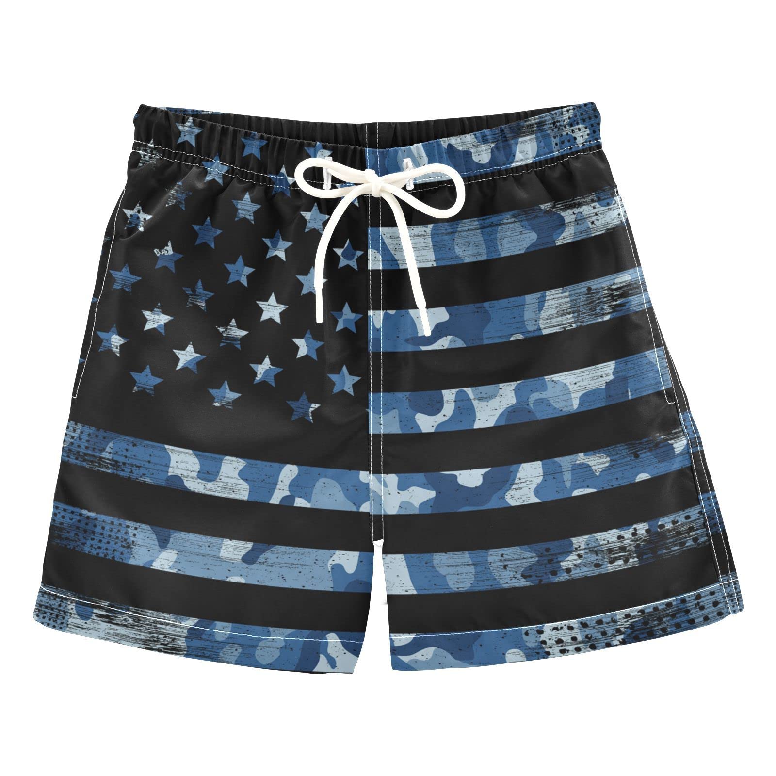 **Senya Boys Swim Trunks - USA Flag & Desert Camo Beach Board Shorts for Kids & Toddlers | Quick-Dry, Comfortable Swimwear for Pool, Beach & Summer Activities**