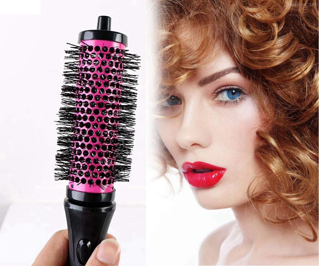 LIGICKY Blowout Brush Set with Detachable Barrels - 6 Round Brushes for Hair Styling (1 Handle, Small/Medium/Large Sizes) - Perfect for Salon, Home & Travel Use - Pink