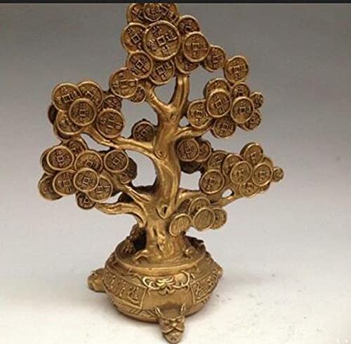 BQYQFXX Copper Money Tree Ornament - Feng Shui Shaking Qian Shu Coin Tree for Home Decor, Office Desk & Business Prosperity