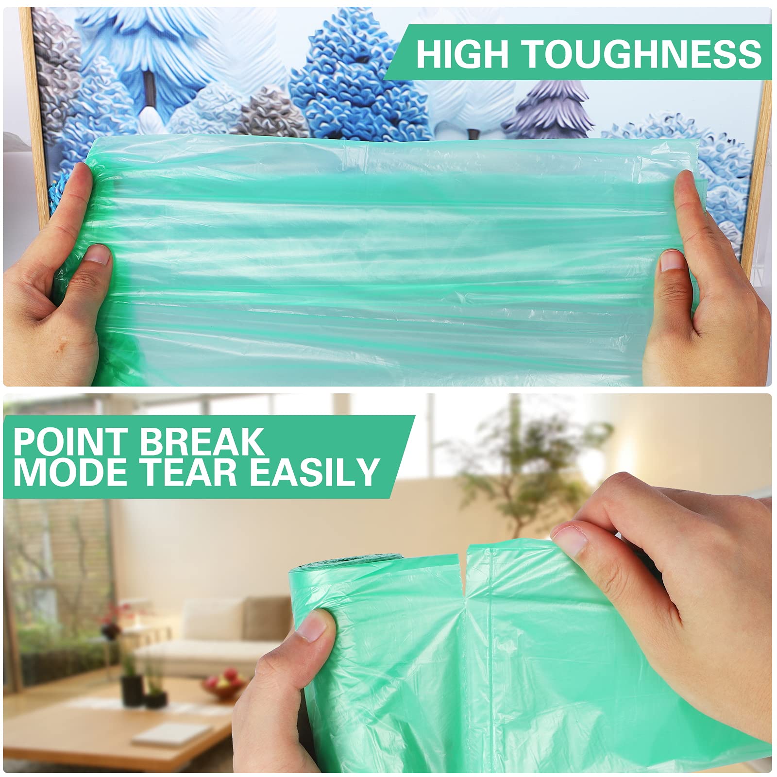 2.6 Gallon Small Trash Bags - 150 Count Clear Kitchen Garbage Bags | Strong Wastebasket Liners for Bathroom, Office & Home Use | 10 Liter Trash Can Liners for Daily Cleaning & Waste Disposal