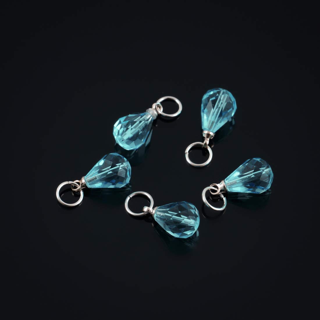 30pcs Aquamarine March Birthstone Loose Beads - 10mm Teardrop Pear Crystal Pendant Beads with Jump Rings for Jewelry Making, DIY Crafts, Necklaces & Bracelets (Blue Austrian Crystal, BR6-3) - Perfect for Birth Month Gifts, Beading Projects & Handmade Jewelry Designs