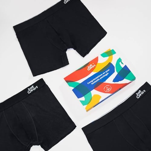 JustWears Men's Boxer Briefs 3-Pack - Anti-Chafing Underwear for Comfort & Support - Perfect for Workout, Travel & Everyday Wear