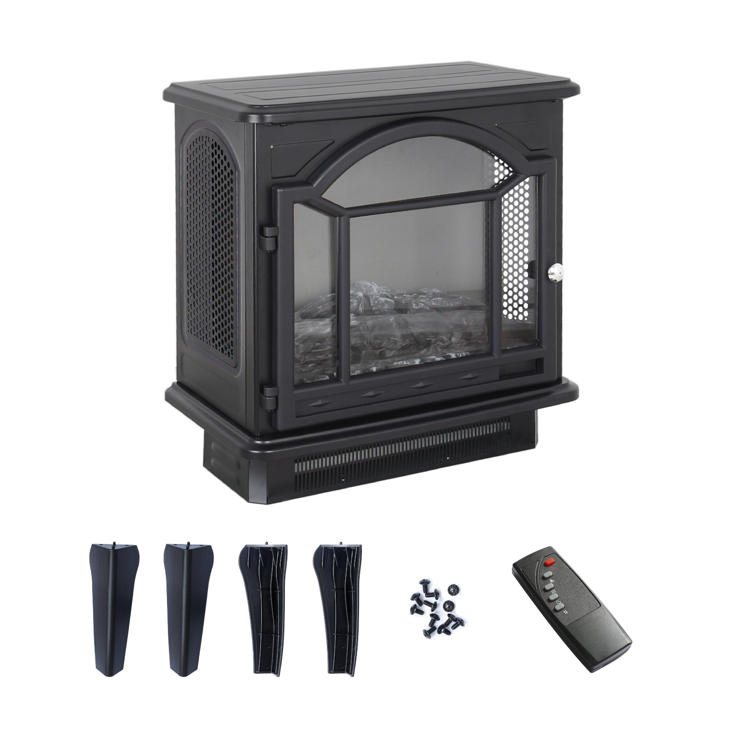 18 Inch 3D Flame Electric Infrared Quartz Fireplace Heater with Remote Control - Realistic Fireplace Stove for Home, Office & Patio - Energy Efficient Indoor/Outdoor Heating Solution