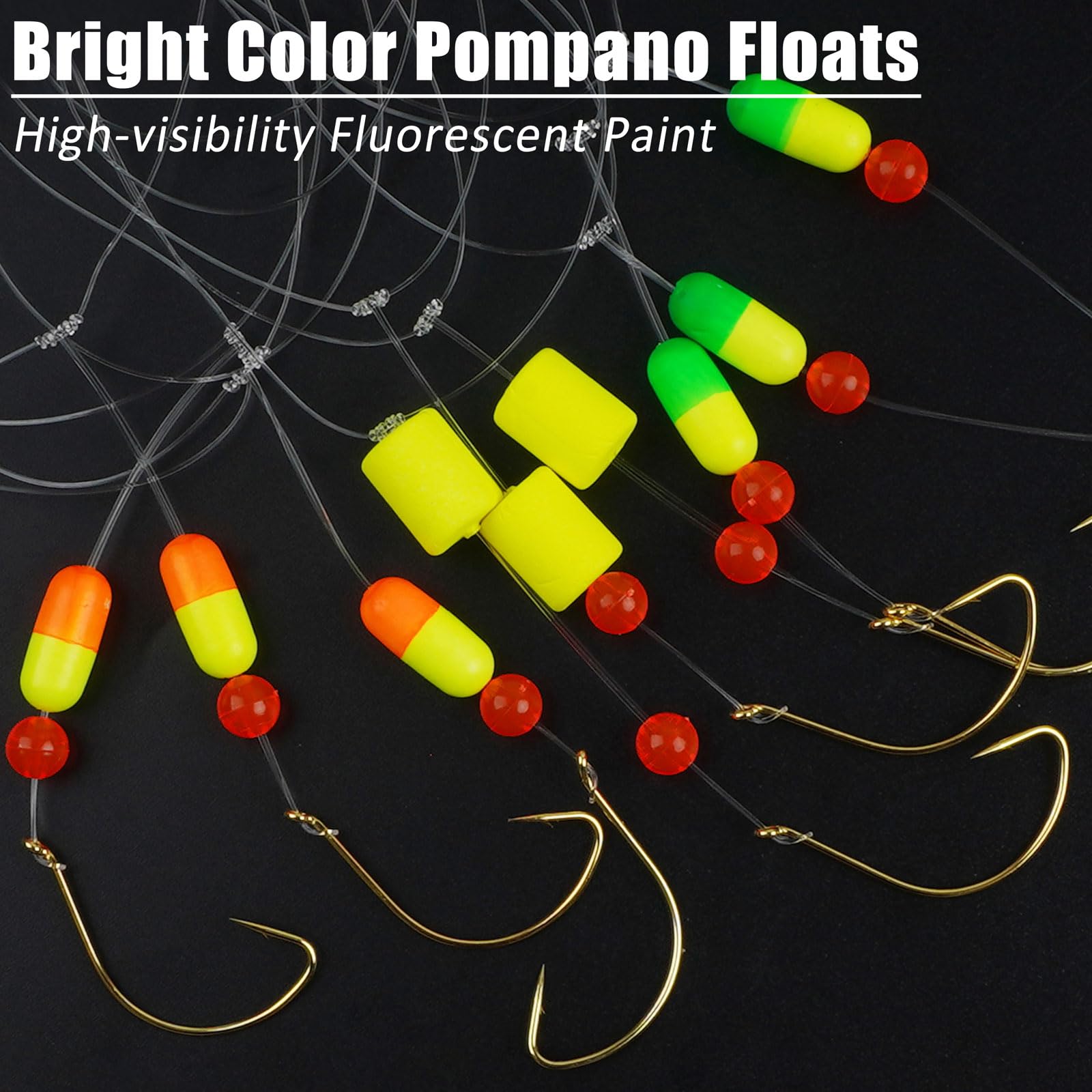Premium Pompano Fishing Rigs - 3-in-1 Saltwater Surf Fishing Setup with Wide Gap Hooks & Floats | Ideal for Beach, Pier & Jetty Fishing | Pre-Rigged for Easy Casting & Big Catches
