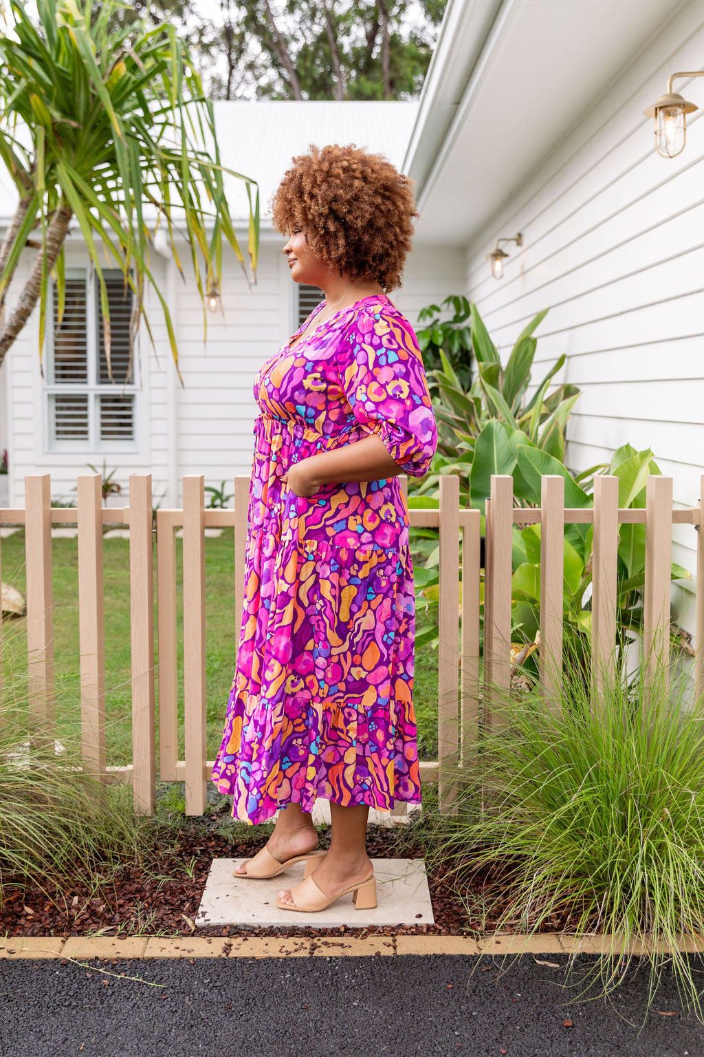 Kasey Rainbow Ruby Billie Dress - Elegant Women's Floral Midi Dress for Casual Wear, Date Nights & Special Occasions