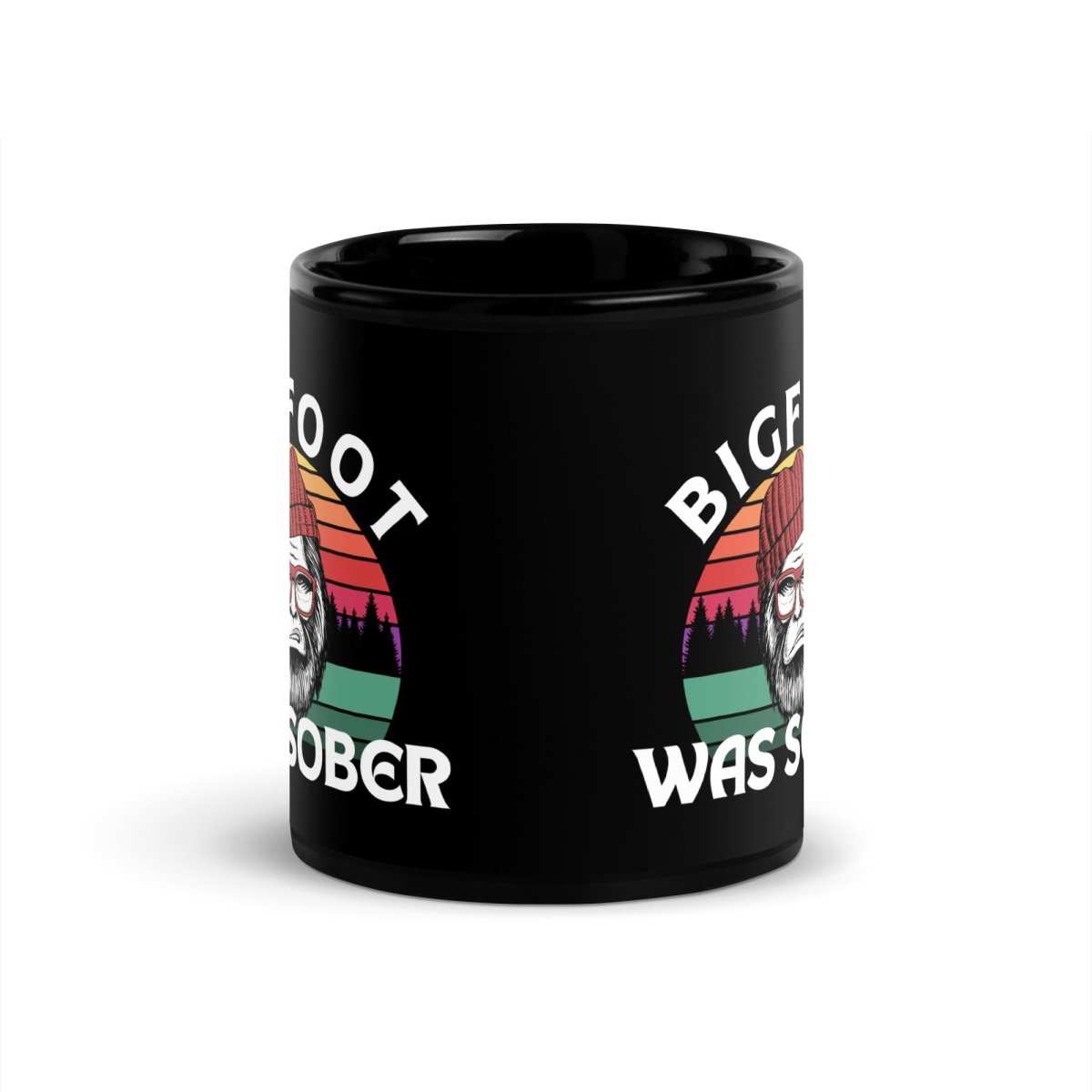 Bigfoot Was Sober Black Glossy Coffee Mug - Funny Novelty Gift for Camping, Hiking & Outdoor Enthusiasts