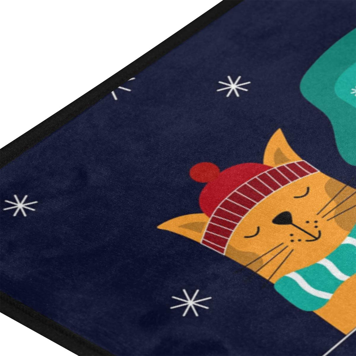 DOMIKING Non-Slip Christmas Dog Kitchen Rug - 39x20 Inch Waterproof Foam Floor Mat for Pets, Farmhouse Decor - Perfect for Holiday Kitchen, Entryway & Standing Areas (Black)