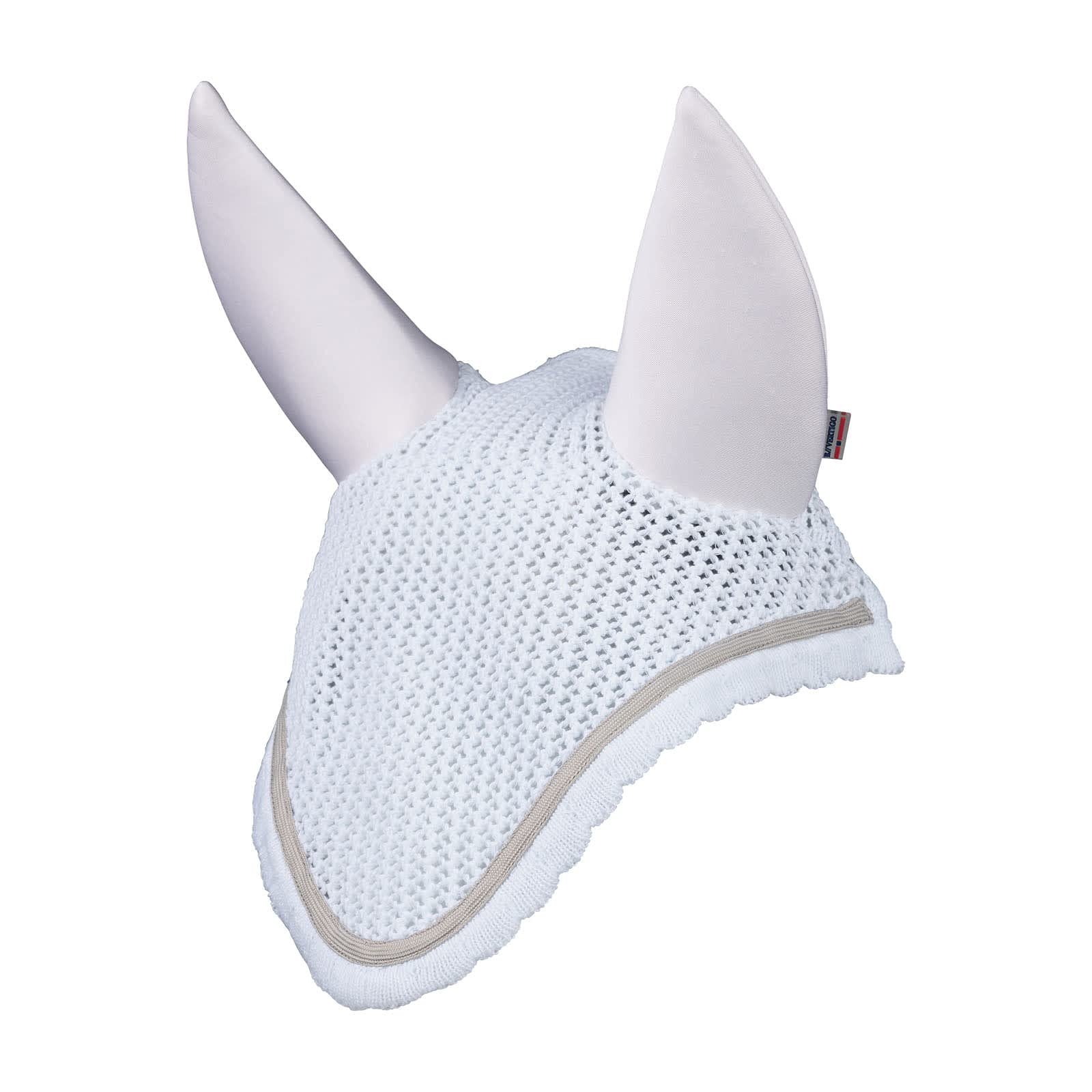Zurich Noise Cancelling Crochet-Pattern Horse Ear Net - White - Comfortable Equestrian Gear for Show Jumping & Trail Riding