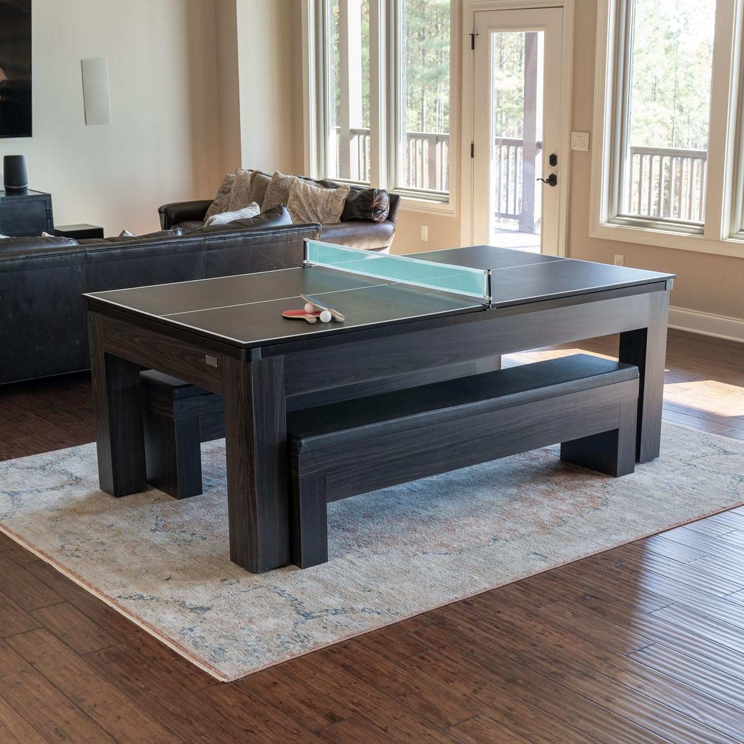 New York Nights 7 Ft Pool Table Set with Benches and Protective Top Cover | Professional Billiard Game Table for Home, Game Room, Bar & Entertainment Center