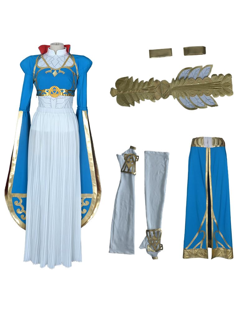 Miccostumes Women's Princess Cosplay Costume - Elegant Blue Medieval Gown with Matching Accessories for Halloween, Cosplay Events & Themed Weddings
