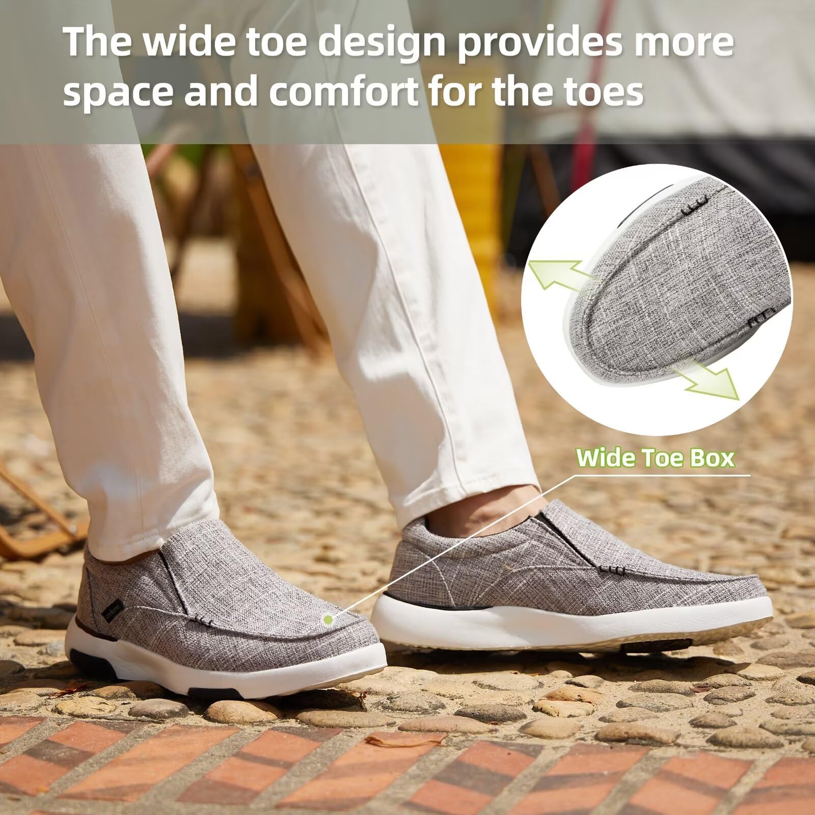 OrthoComfoot Men's Orthopedic Slip-On Shoes with Arch Support - Plantar Fasciitis Relief Loafers for Foot & Heel Pain - Comfortable Canvas Leisure Walking Shoes for Work, Travel & Daily Wear