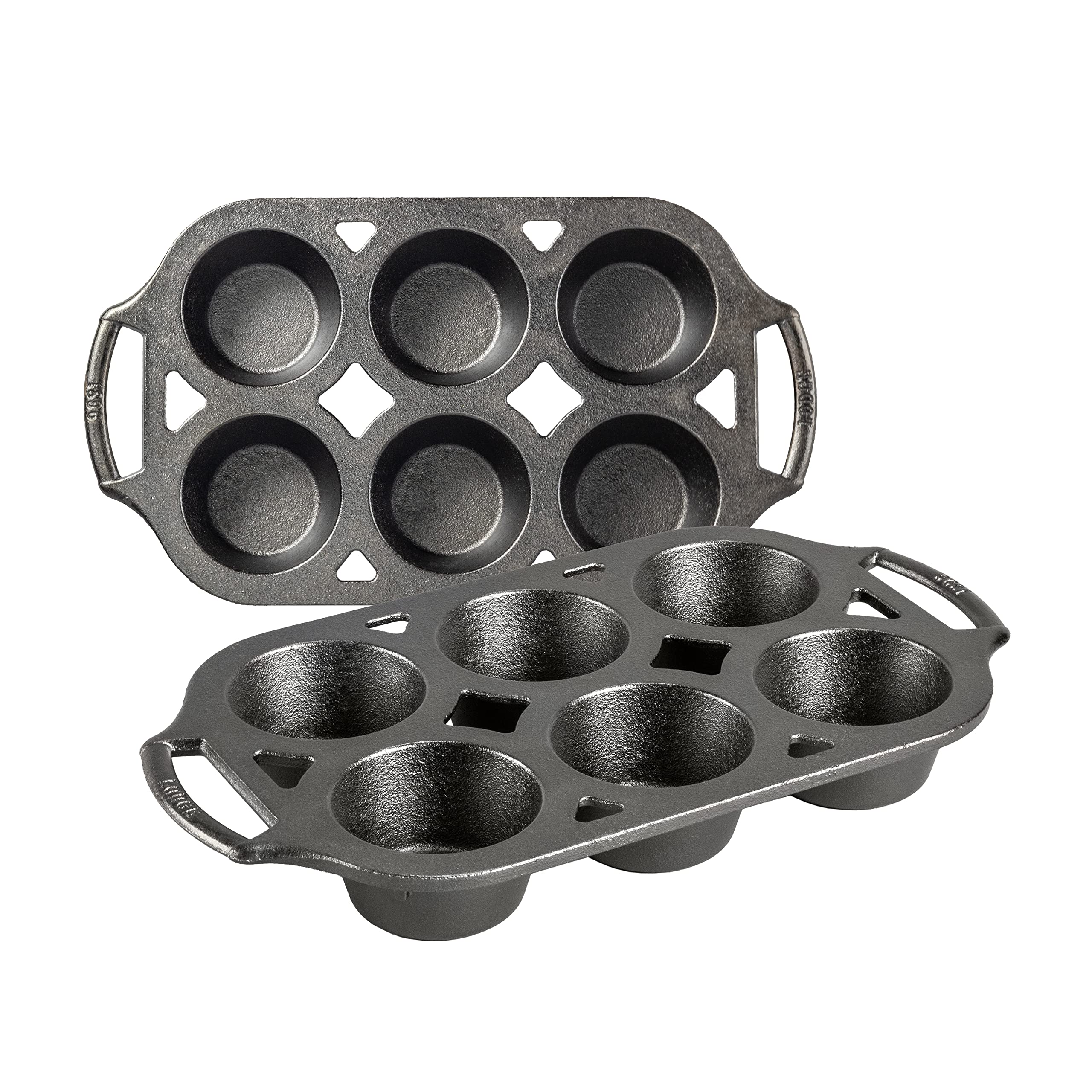 Lodge Cast Iron 2-Piece Muffin Pan Set - Premium Non-Stick Baking Pans for Cupcakes, Cornbread & Muffins - Perfect for Home Baking, Holiday Treats & Party Desserts