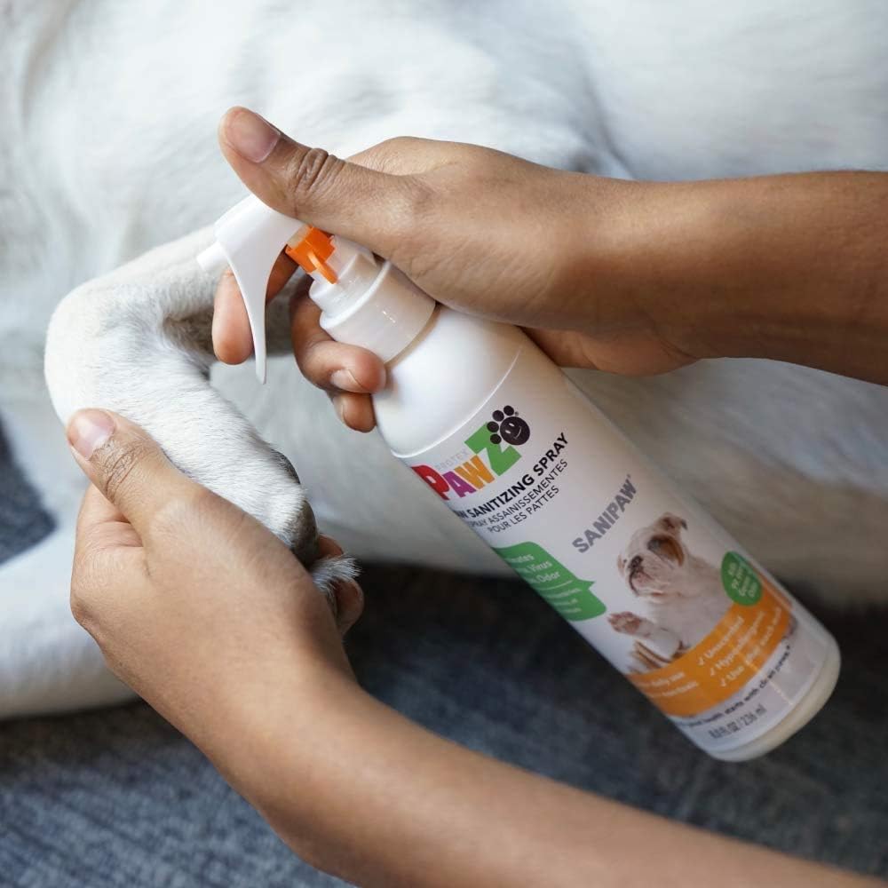 PawZ M Dog Boots & Paw Sanitizer Spray - Waterproof Pet Shoes for Walking, Hiking & Outdoor Protection with Paw Cleaning Spray for Dogs