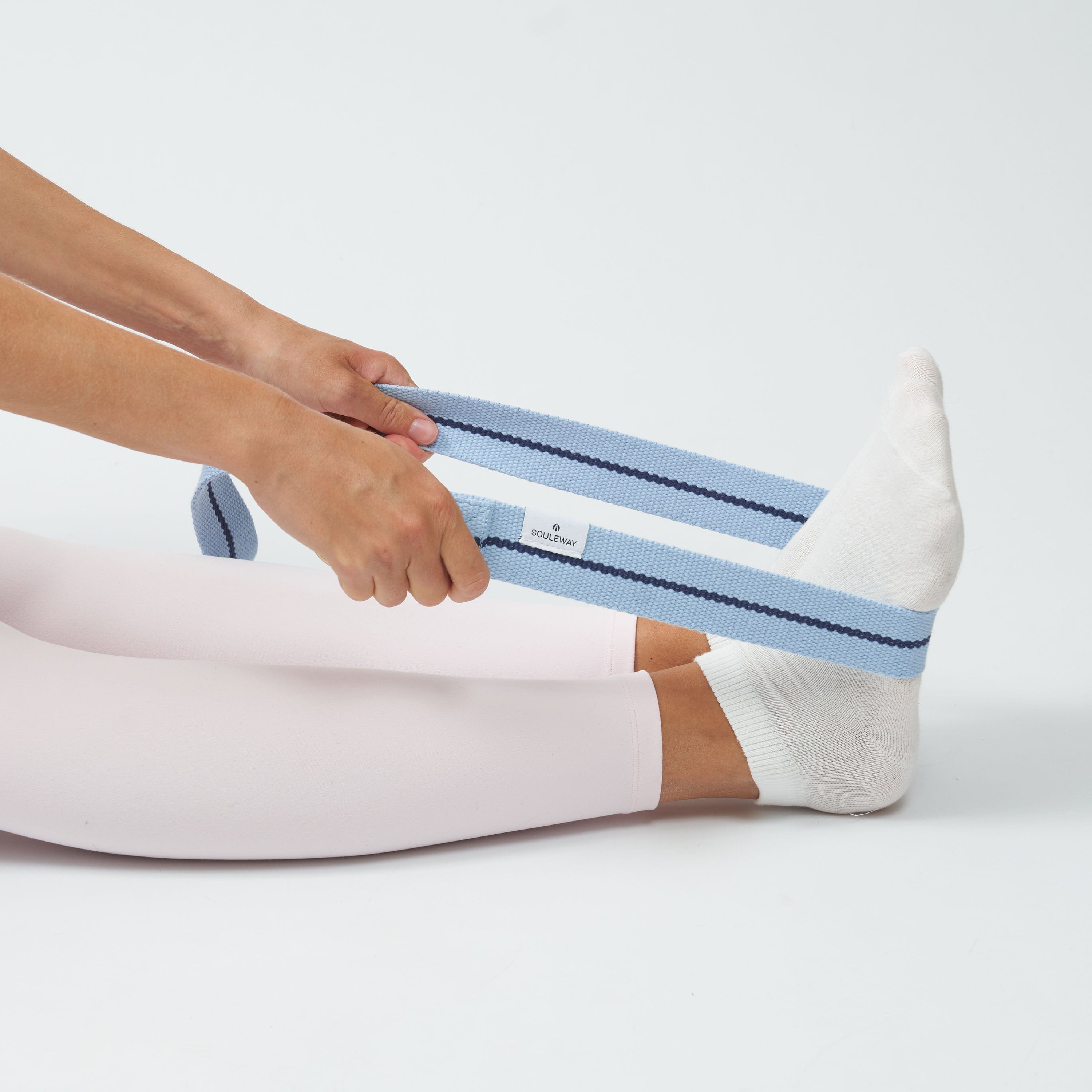 Natural Cotton Yoga Strap - Premium Stretching Belt for Yoga, Pilates & Fitness (Blue & Navy) - Perfect for Home Workouts, Studio Classes & Travel Accessories