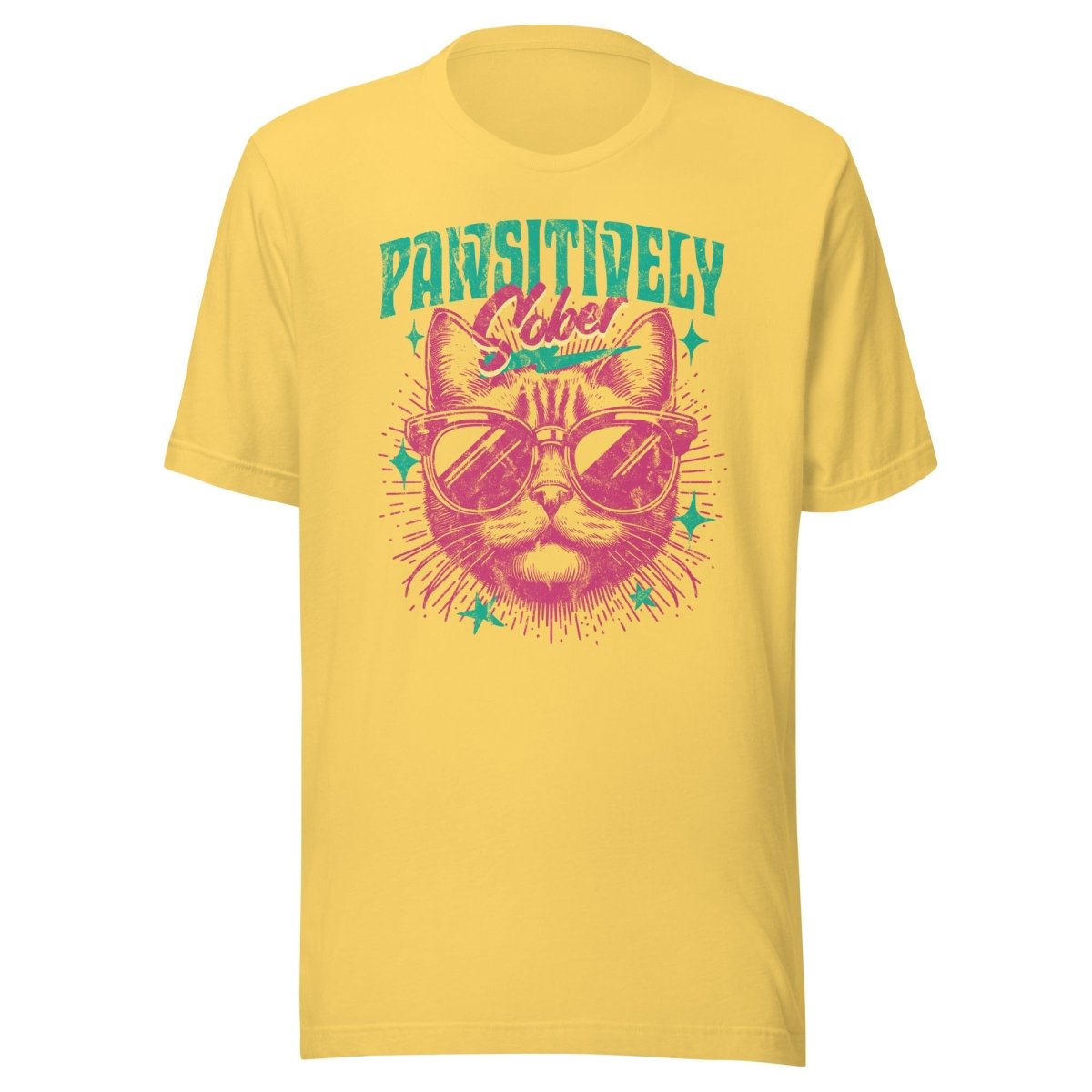Pawsitively Sober T-Shirt - Funny Cat Sobriety Tee for Recovery & AA Meetings | Celebrate Clean Living with Cute Cat Design