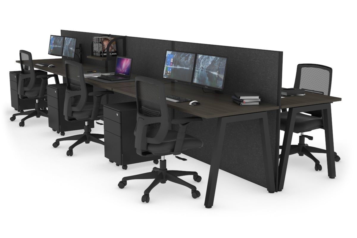 Horizon Quadro 6-Person Office Workstation Bench with A-Legs - 1200L x 700W Dimensions - Perfect for Conference Rooms, Coworking Spaces & Open Office Layouts