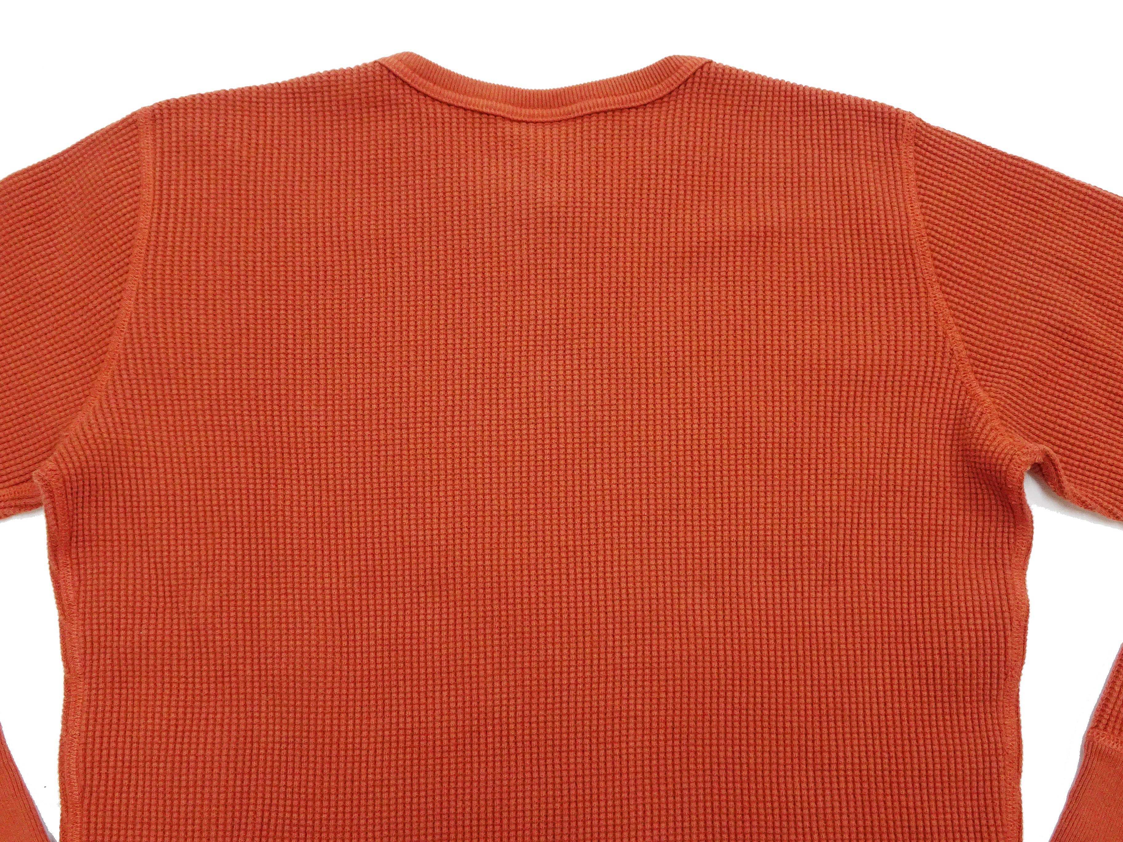 Studio D'artisan Men's Waffle Knit Thermal T-Shirt - Heavyweight Long Sleeve Crew Neck Casual Tee in Burnt Sienna (Deep Red Brown) | Warm Winter Layering & Outdoor Activities