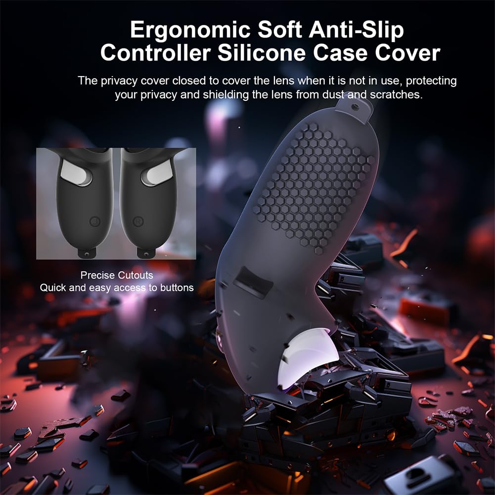 7-in-1 Protective Accessory Set for Meta Quest 3/930 - Transparent VR Cover, Silicone Controller Grips, VR Headset Accessories - Perfect for Gaming, Virtual Reality & Home Entertainment