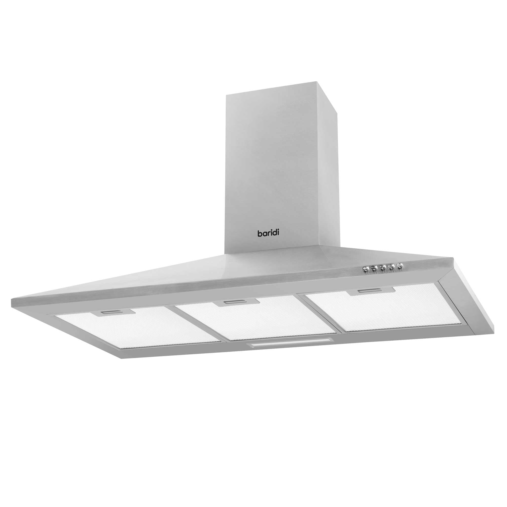 90cm Stainless Steel Chimney Style Cooker Hood with Carbon Filters & Matching Splashback | Powerful Kitchen Ventilation for Home Cooking | DH211