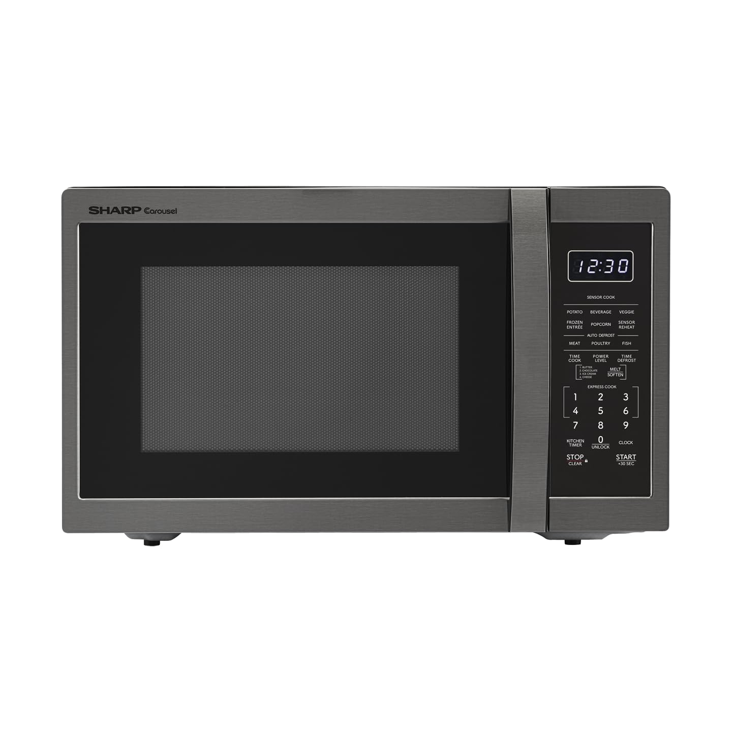 SHARP SMC1452KH 1100W Countertop Microwave Oven - 1.4 CuFt Capacity, Black Stainless Steel, Compact Design for Small Kitchens & Dorms | Perfect for Quick Meals, Reheating & Defrosting