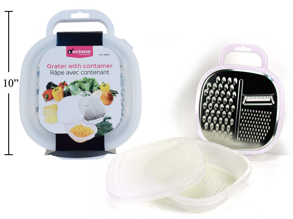 Premium LUCIANO GOURMET 4-Sided Stainless Steel Cheese Grater with Container - Perfect for Parmesan, Cheddar & Mozzarella - Ideal for Kitchen, Camping & Italian Cooking