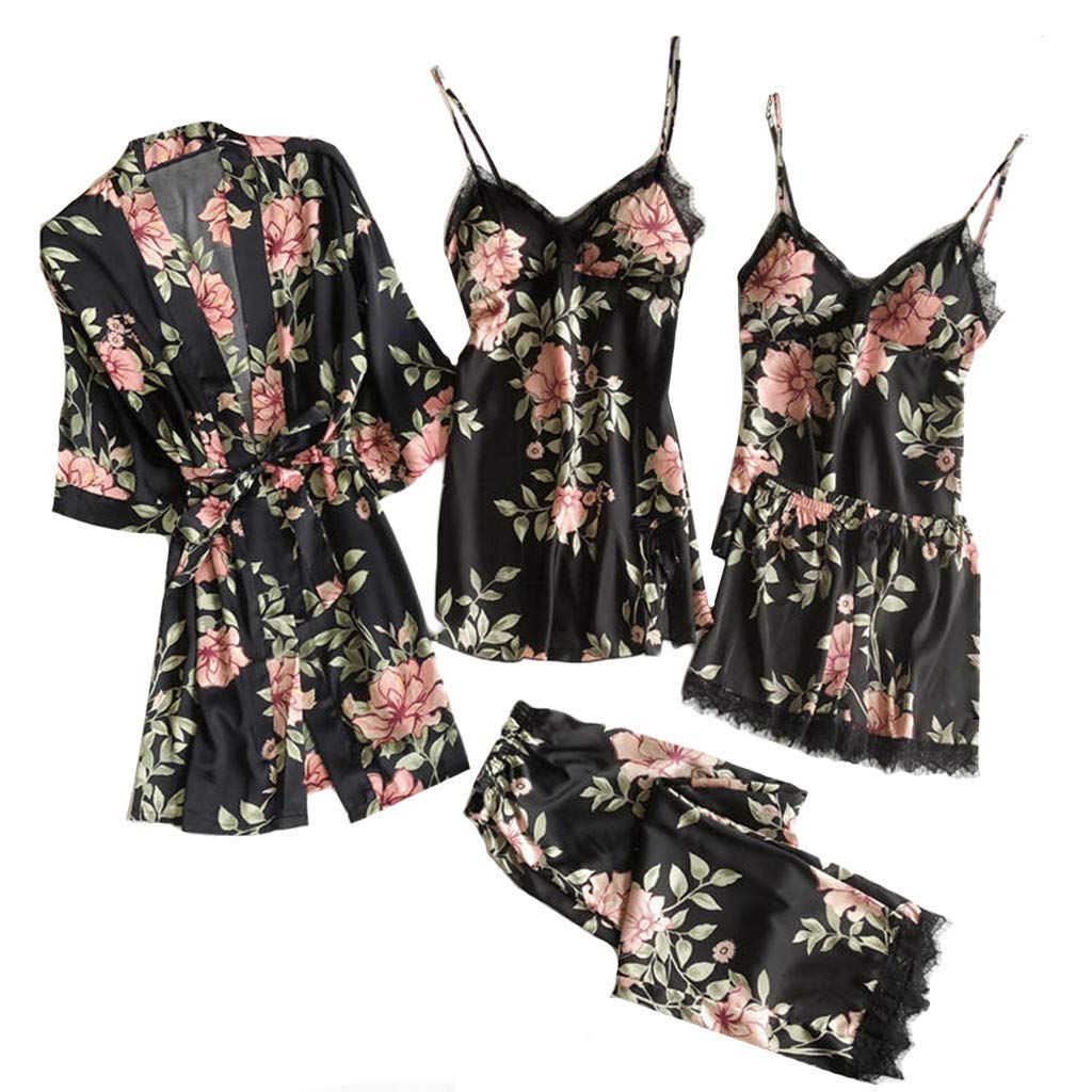 Sexy Lace Satin Nightgown Set for Women - Lingerie with Panty Shorts & Comfortable Sleepwear - Perfect for Valentine's Day, Anniversary Gift & Romantic Nights