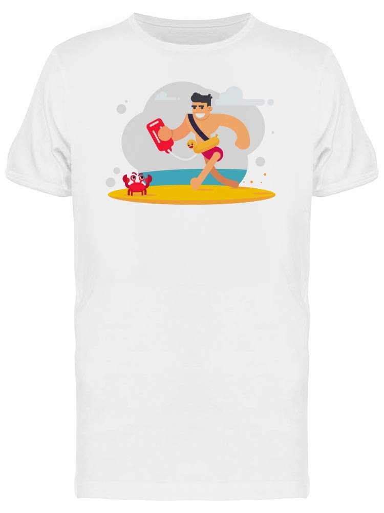 Sea Lifeguard Doodle Graphic T-Shirt for Men - Casual Summer Beachwear & Vacation Outfit