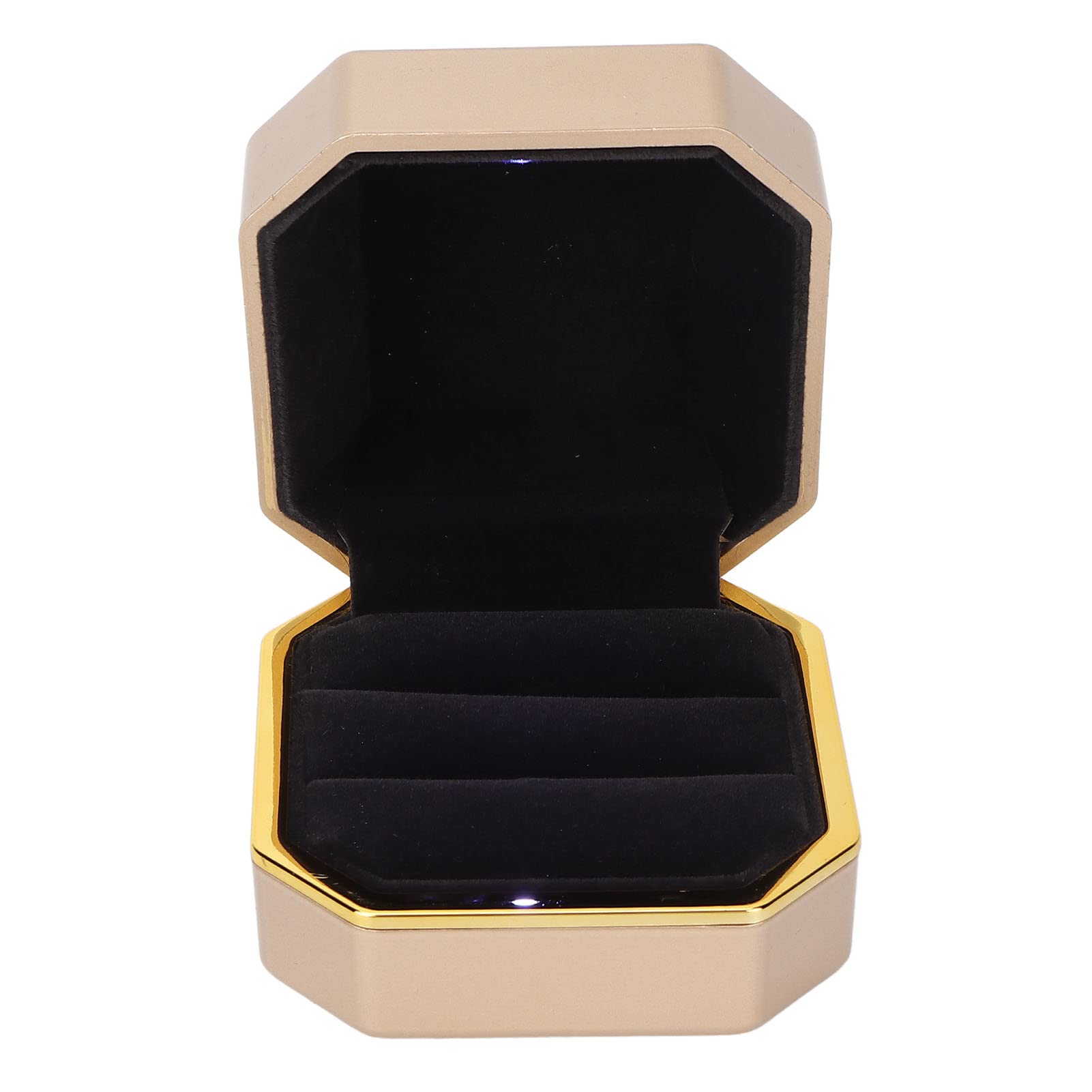 Elegant Lighted Jewelry Gift Box for Engagement Rings - Soft Flocking Inner, Gold Finish | Perfect for Proposals, Anniversaries & Special Occasions