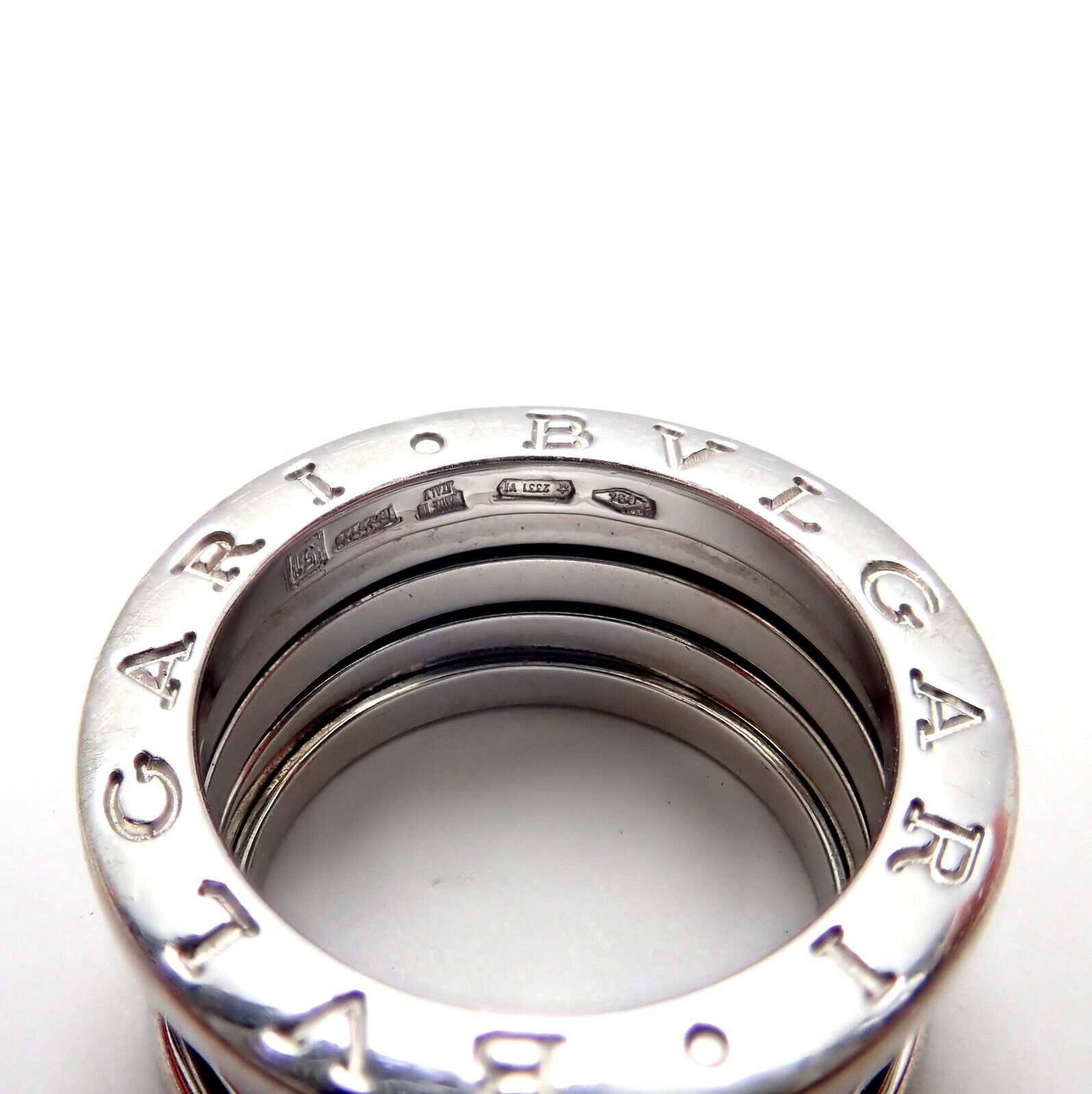 Bulgari 18K White Gold 4 Row B.Zero Band Ring - Size US 51 / EU 5.75 - Luxury Wedding, Engagement & Anniversary Jewelry Gift for Women