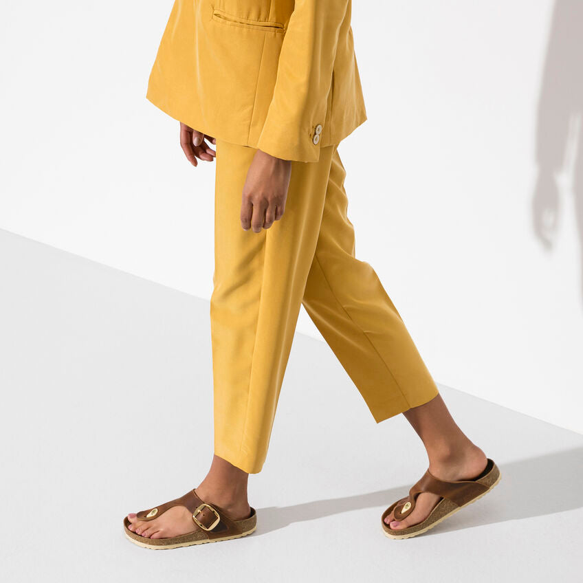 Birkenstock Gizeh Big Buckle Sandals - Cognac Oiled Nubuck Leather - Comfortable Women's Flip Flops for Summer, Beach & Casual Wear