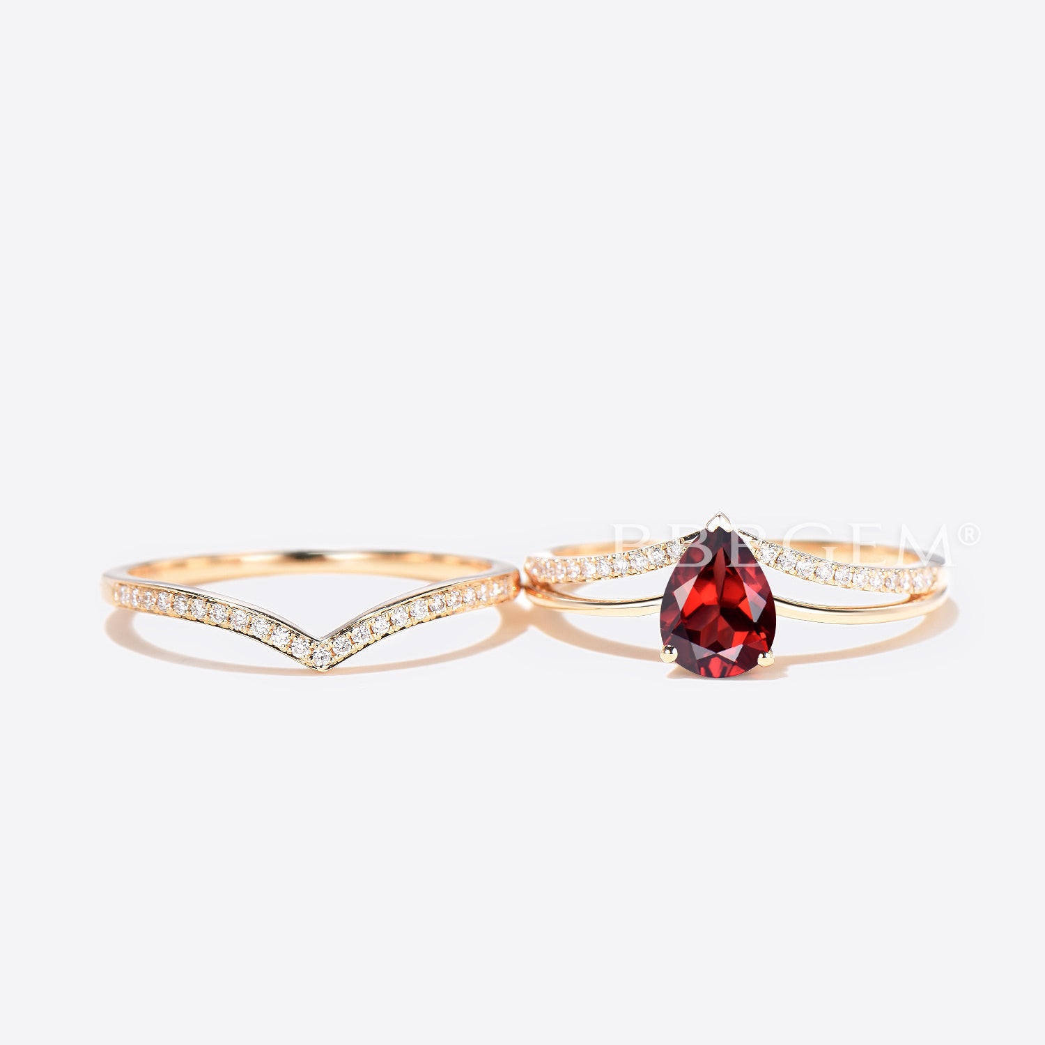1.25CT Pear Cut Natural Garnet Split Shank Half Eternity Diamond Ring for Women - Perfect for Engagement, Anniversary & Special Occasions