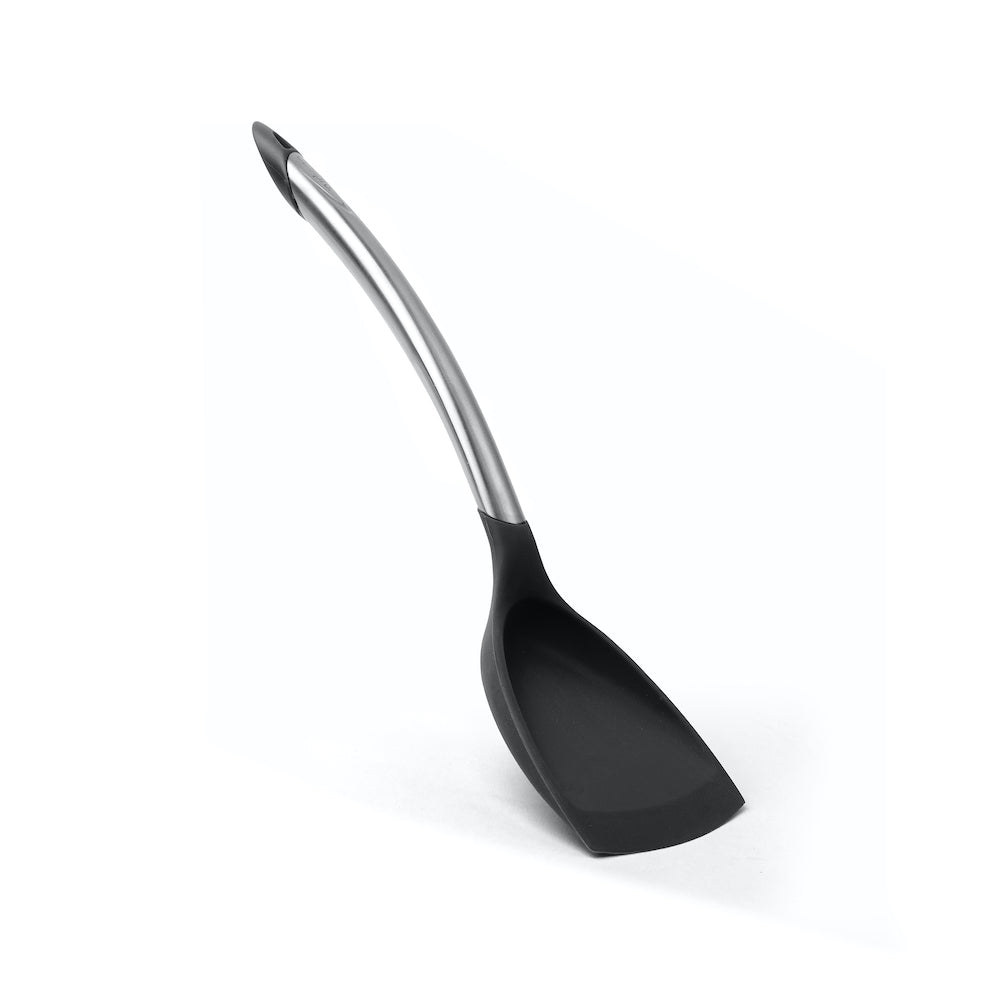 Cuisipro Silicone Wok Turner - Heat Resistant Kitchen Spatula for Stir Frying, Flipping & Serving - Perfect for Non-Stick Pans, Woks & Cookware - Black