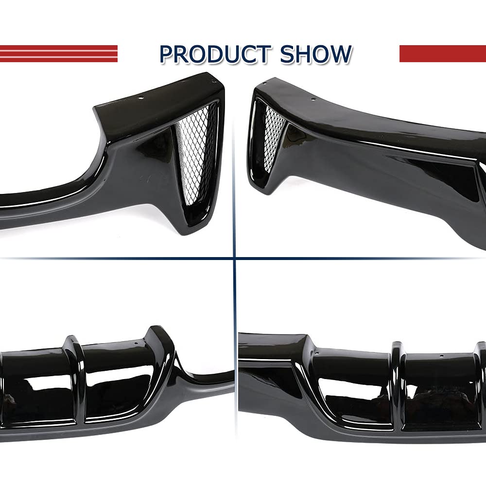 BMW 4 Series F32 F33 F36 Rear Diffuser (2013-2018) - Gloss Black Bumper Lip Spoiler for 435i 420i 440i M-Sport Models | Quad Exhaust Twin Outlet | Enhances Aerodynamics & Sporty Look for Coupe & Convertible Models