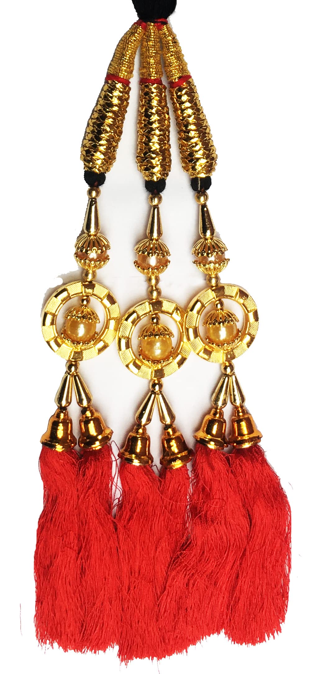 HARSHITANJAL Parandi Paranda Choti Braid Tassel Hair Extensions for Women & Girls - Red Indian Hair Accessories for Weddings, Parties & Traditional Outfits