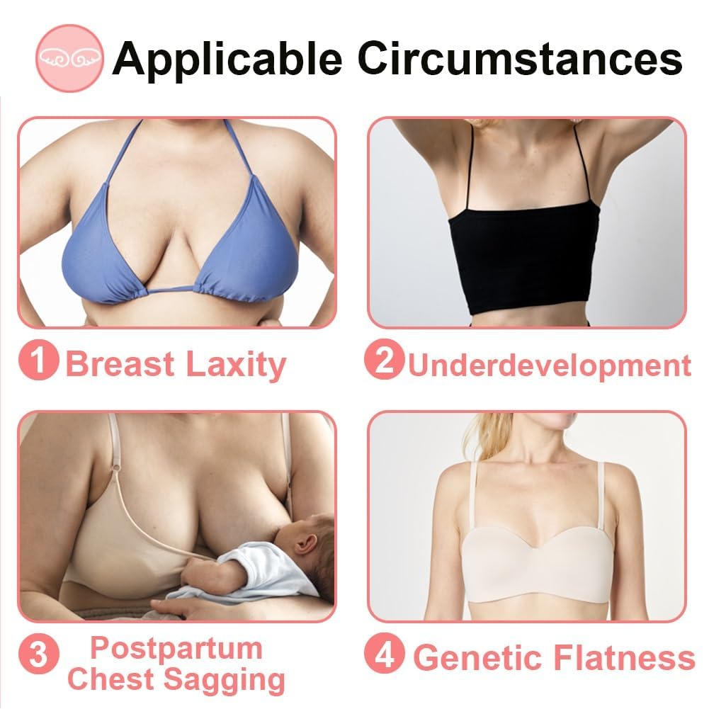 Gfouk Wingbosom Electric Breast Massager - 8 Massage Modes, Wireless USB Rechargeable, Portable Vibration Therapy for Breast Lifting & Comfort - Perfect for Postpartum Care, Nursing Relief & Relaxation at Home or Travel