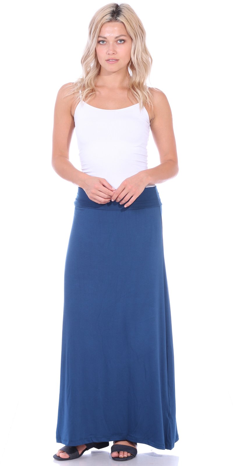 Popana Women's Long Maxi Skirt Cover Up - Casual Fold Over Plus Size Summer Skirt for Beach, Vacation & Boho Outfits | Lightweight Flowy Boho Skirt for Women