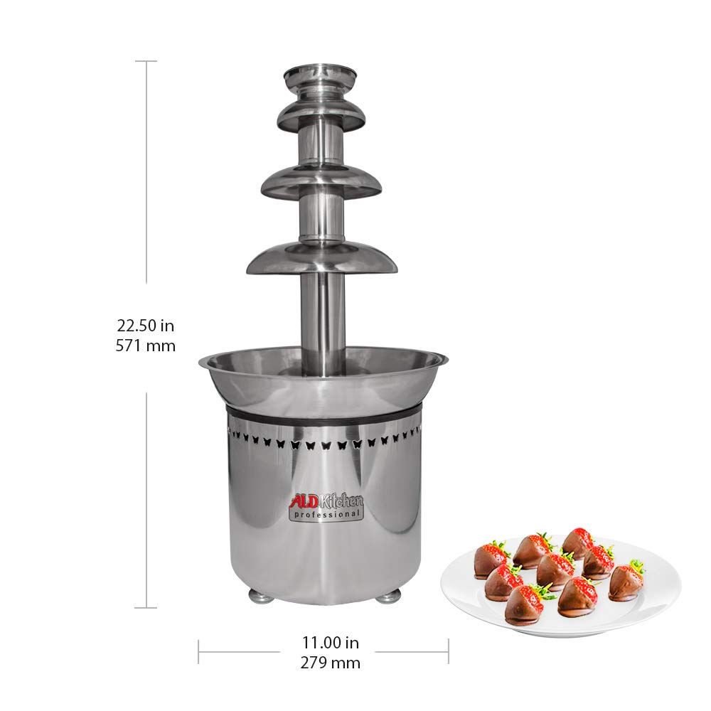ALDKitchen 4-Tier Chocolate Fountain with Manual Control - Chocolate Waterfall & Fondue Fountain for Parties, Weddings, and Events