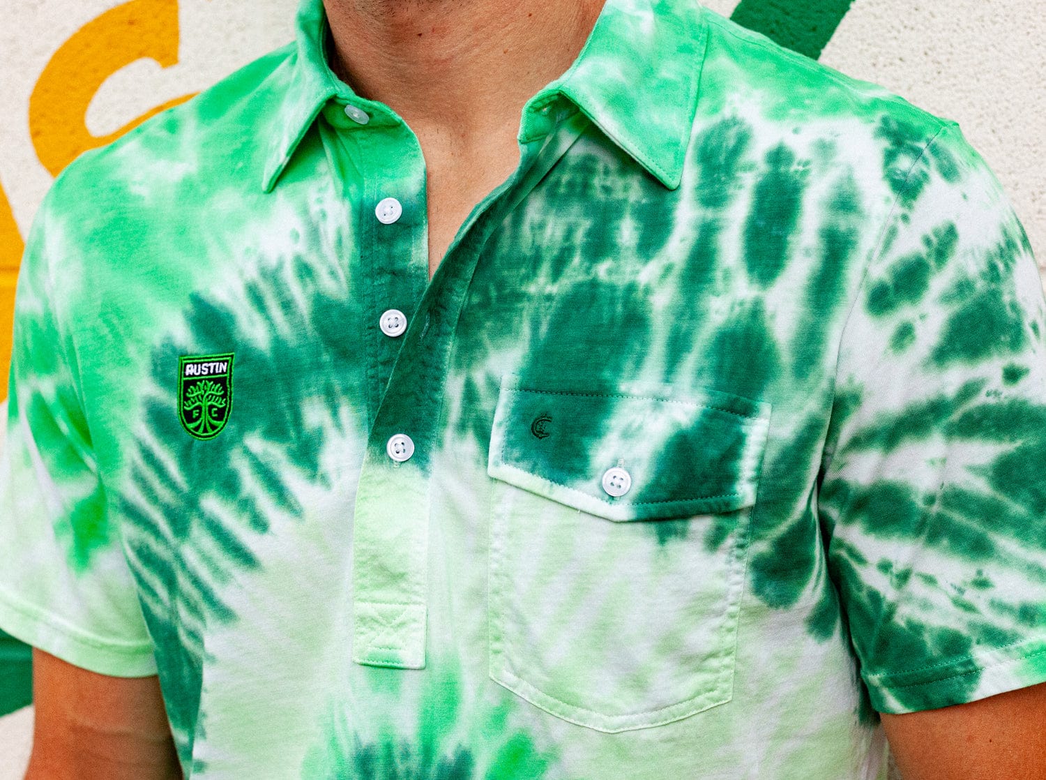 Austin FC Classic Players Shirt with Badge - Verde Tie Dye Soccer Jersey for Men | Perfect for Match Day, Fan Events & Casual Wear