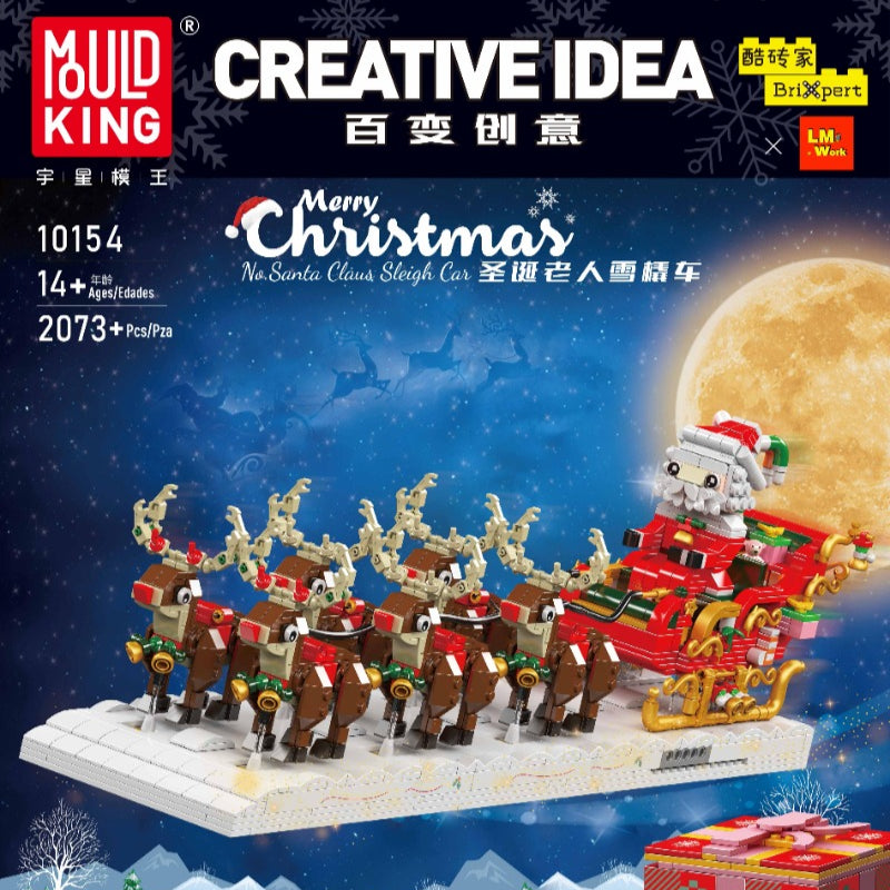 Mouldking 10154 Santa Claus Sleigh Building Blocks Set - 2073 PCS Dynamic Version Christmas Holiday Toy for Adults & Kids - Perfect for Holiday Decorations, Gift Giving & LEGO® Compatible Play