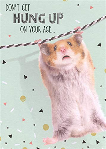 Funny Hamster Birthday Card - Humorous Greeting Card with Cute Hamster Holding String - Perfect for Animal Lovers & Unique Birthday Wishes