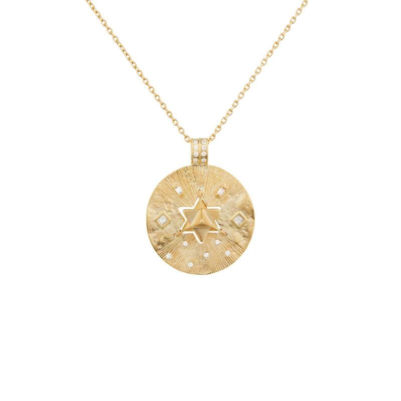 14K Gold Diamond Merkabah Pendant Necklace for Women - Spiritual Jewelry for Meditation, Yoga & Energy Healing