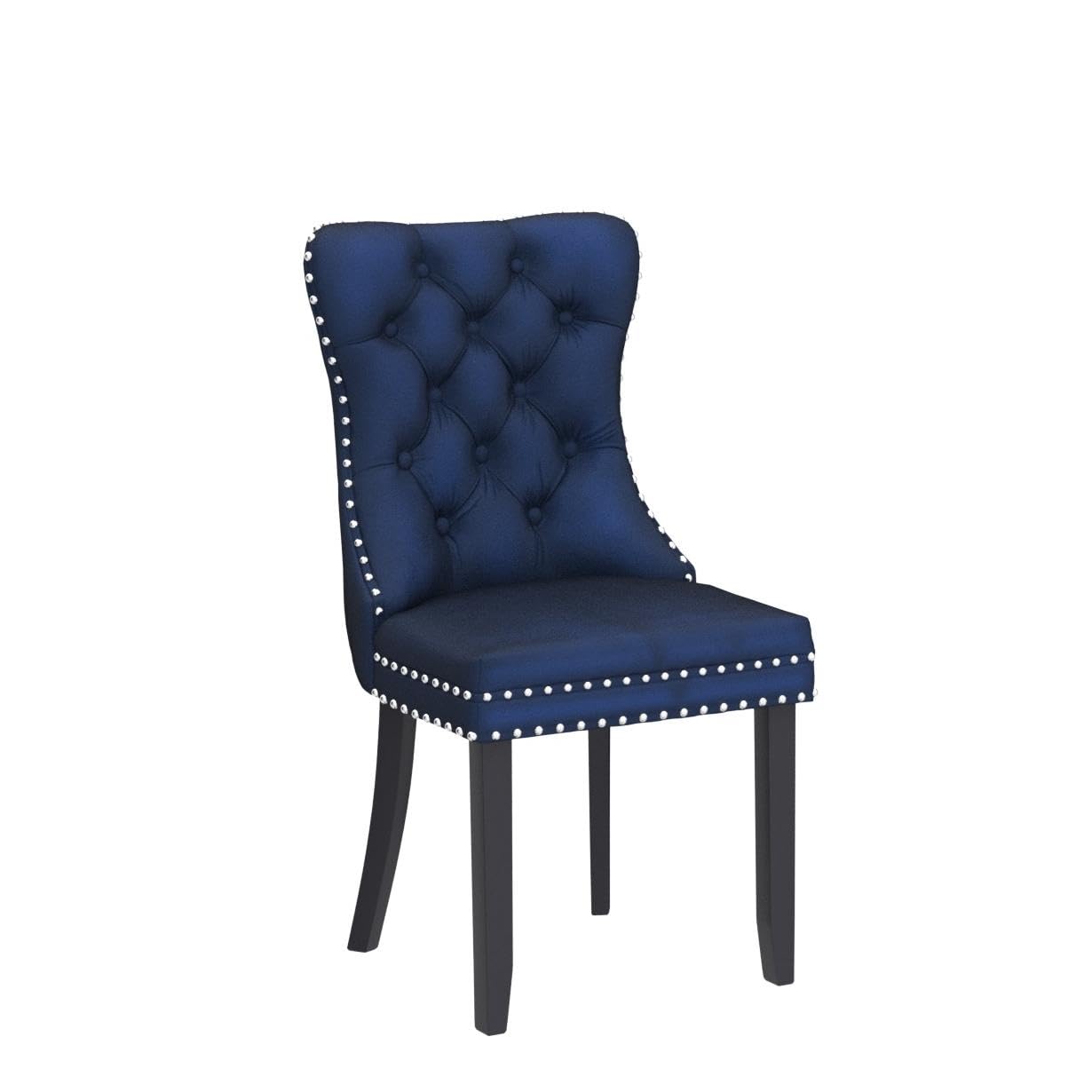 4 Pack Velvet Upholstered Dining Chairs with Button Tufted Back & Nailhead Trim - Elegant Blue Kitchen, Bedroom, Restaurant Seating for Home Decor & Commercial Use