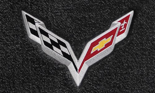Premium All-Weather Floor Mats for 2014-2017 Chevy Corvette C7 Coupe - Jet Black with Crossed Flags Logo - Perfect for Daily Driving & Car Shows