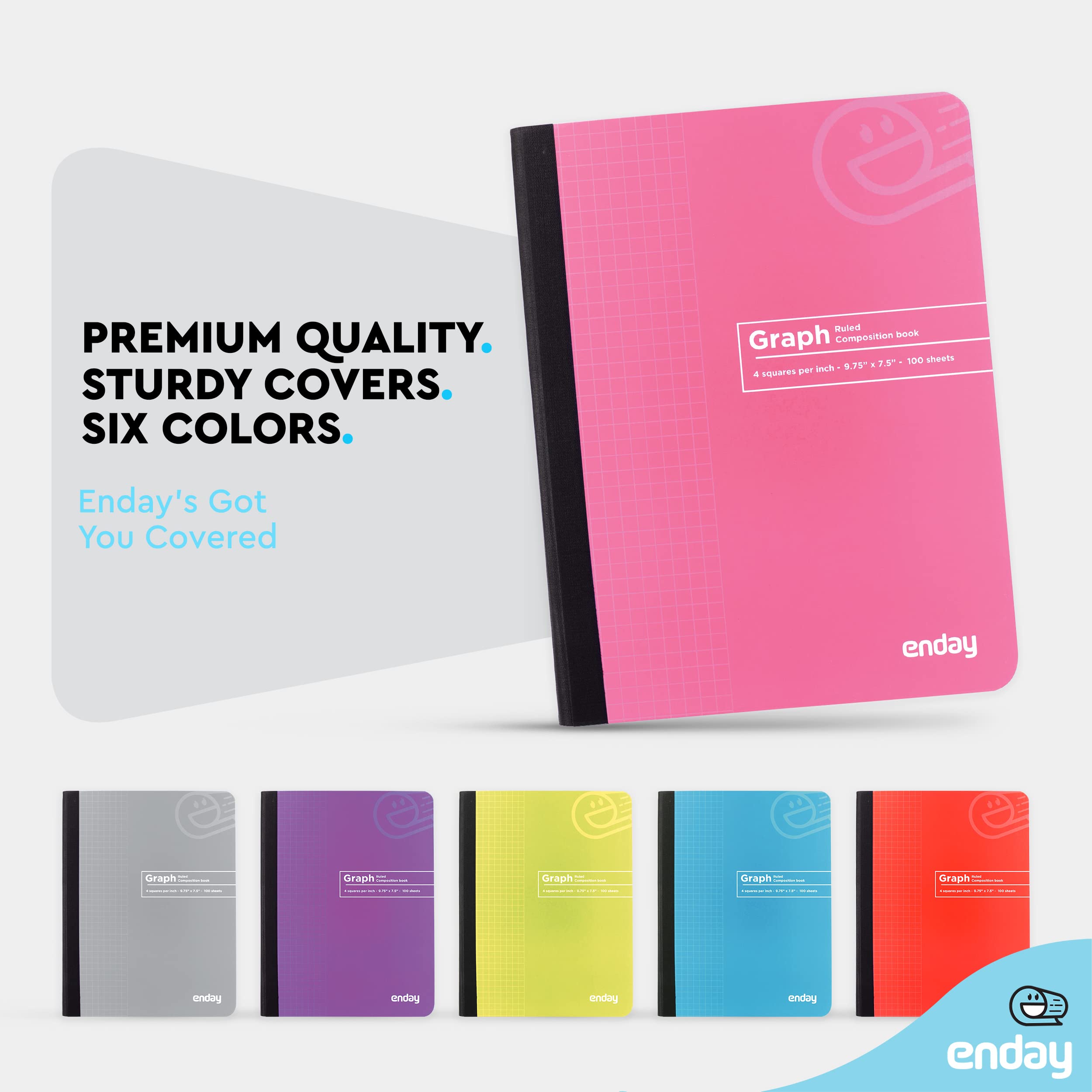 Enday Bulk Graph Paper Composition Notebooks - 48 Pack, Pink Hard Cover, 4x4 Quad Ruled (4 Squares Per Inch), 100 Sheets Each - Premium Graphing Notebooks for Math, Engineering & School Note Taking
