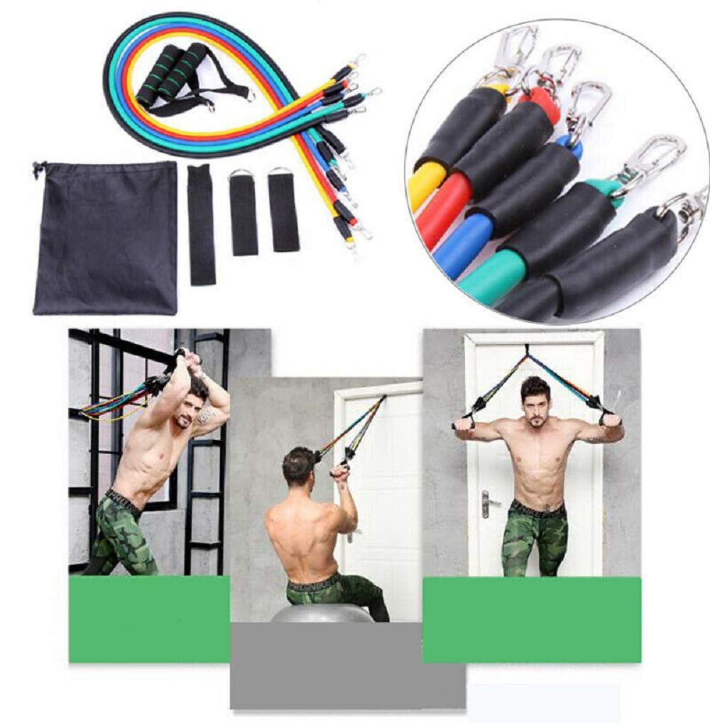 Premium 11-Piece Exercise Resistance Bands Set for Strength Training & Stretching - Includes Fitness Tubes, Foam Handles, Ankle Straps & Door Anchor - Perfect for Home Gym Workouts for Men & Women - Ideal for Yoga, Pilates, Physical Therapy & Full-Body Toning