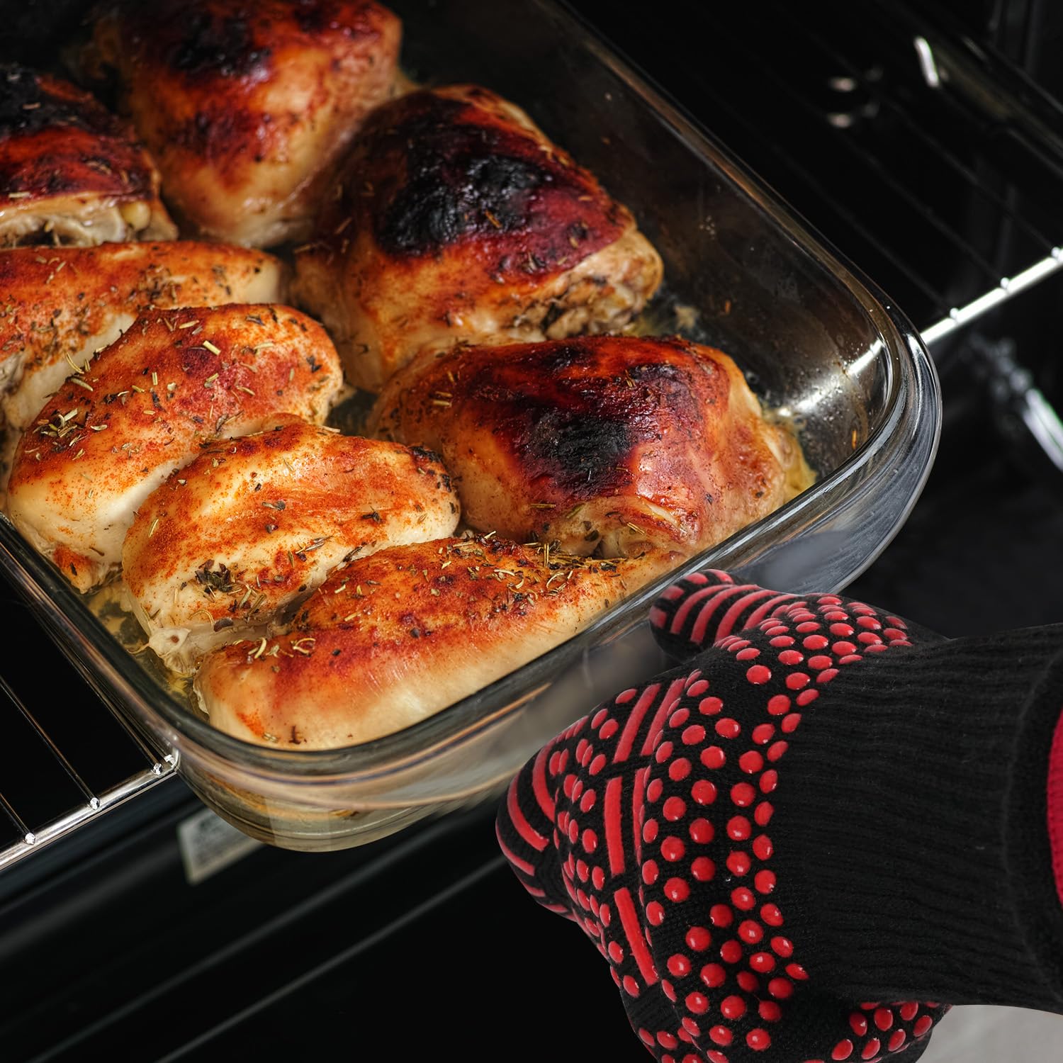 Heat Resistant Grill Gloves - 1472°F/800°C Fireproof Oven Mitts for BBQ, Grilling, Baking & Kitchen Safety - HubiCare Premium Cooking Gloves