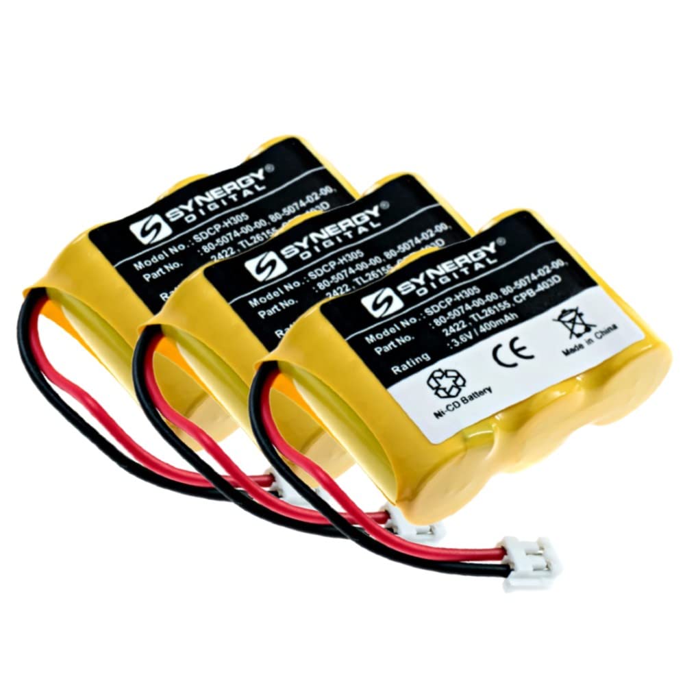 Synergy Digital Cordless Phone Batteries for AT&T E5812 - 3.6V 400mAh Ni-CD Replacement Battery Pack (3-Pack) | Perfect for Home & Office Cordless Phones