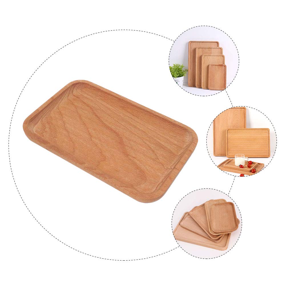 Hemoton Wooden Serving Tray - 1pc Natural Wood Food Tray for Dinner Plates, Cake & Dessert Display | Household Tableware Storage Plate | Perfect for Dining, Entertaining & Kitchen Organization