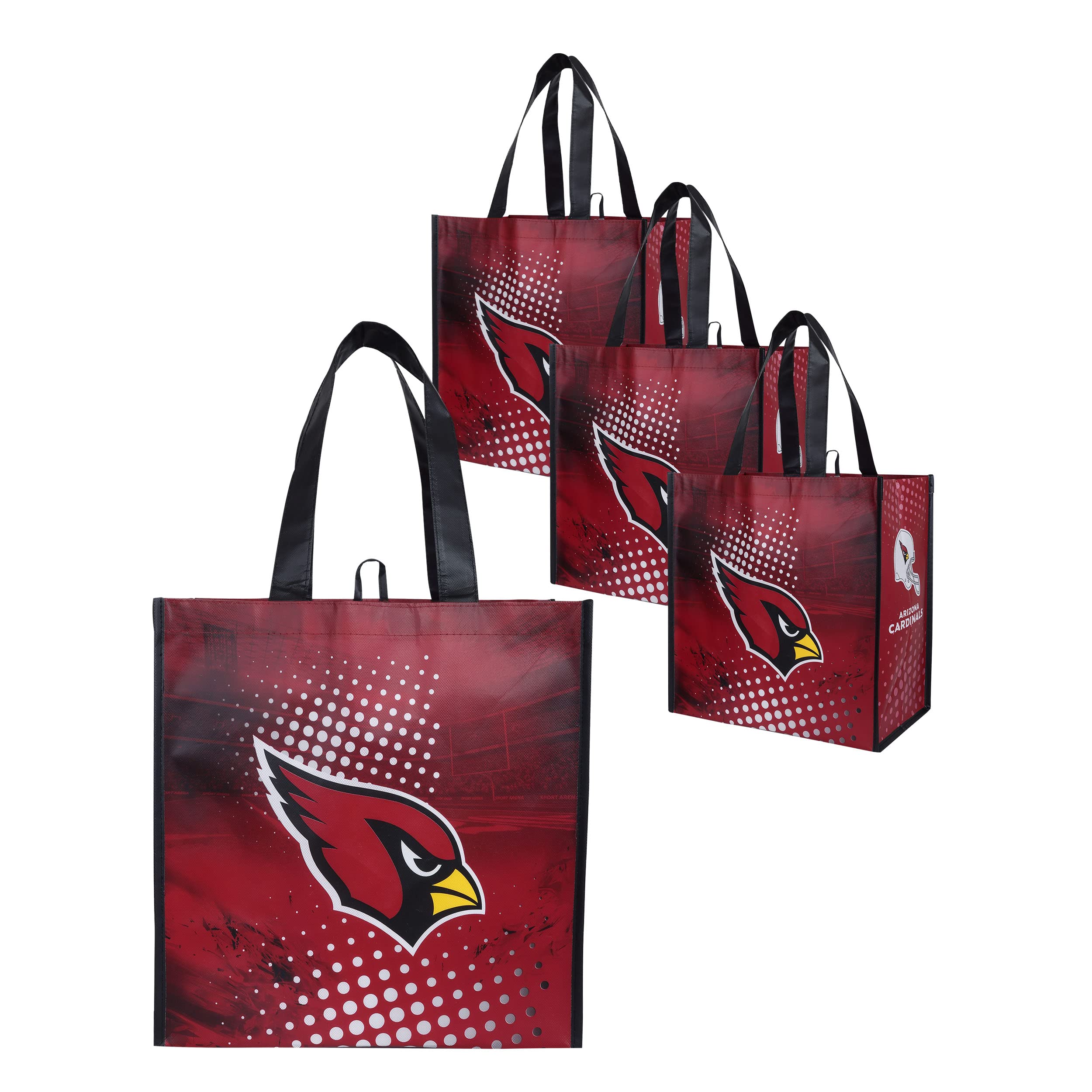 FOCO NFL Team Logo Reusable Grocery Shopping Bags - Eco-Friendly Foldable Tote Bags for Groceries, Beach, Picnics & Sports Events